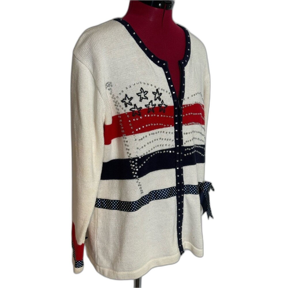 Storybook Knits Embellished Cardigan Women's Size Large American Celebration - Picture 13 of 15